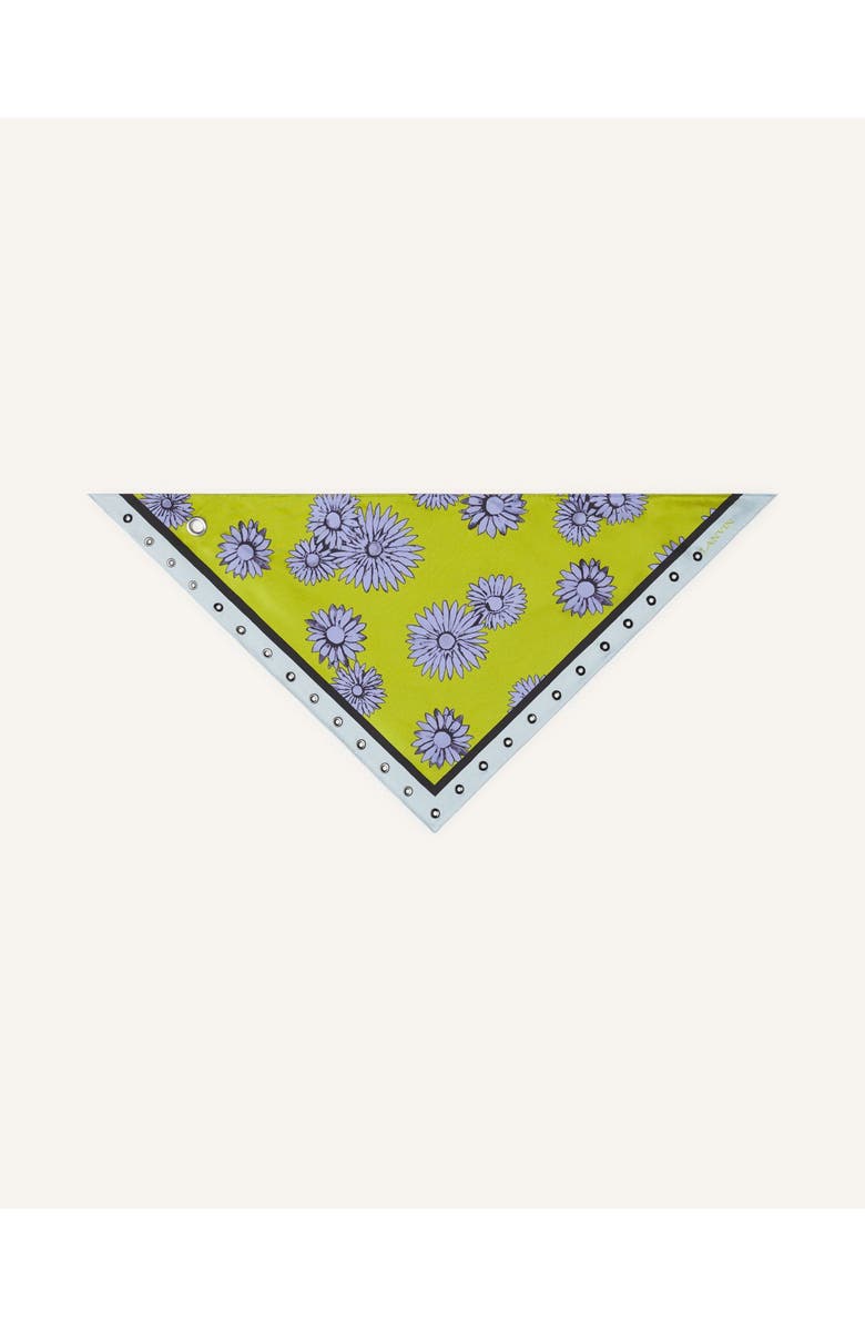 Lanvin Triangle Silk Scarf With Marguerite Motifs, Main, color, Absinth/Lilac
