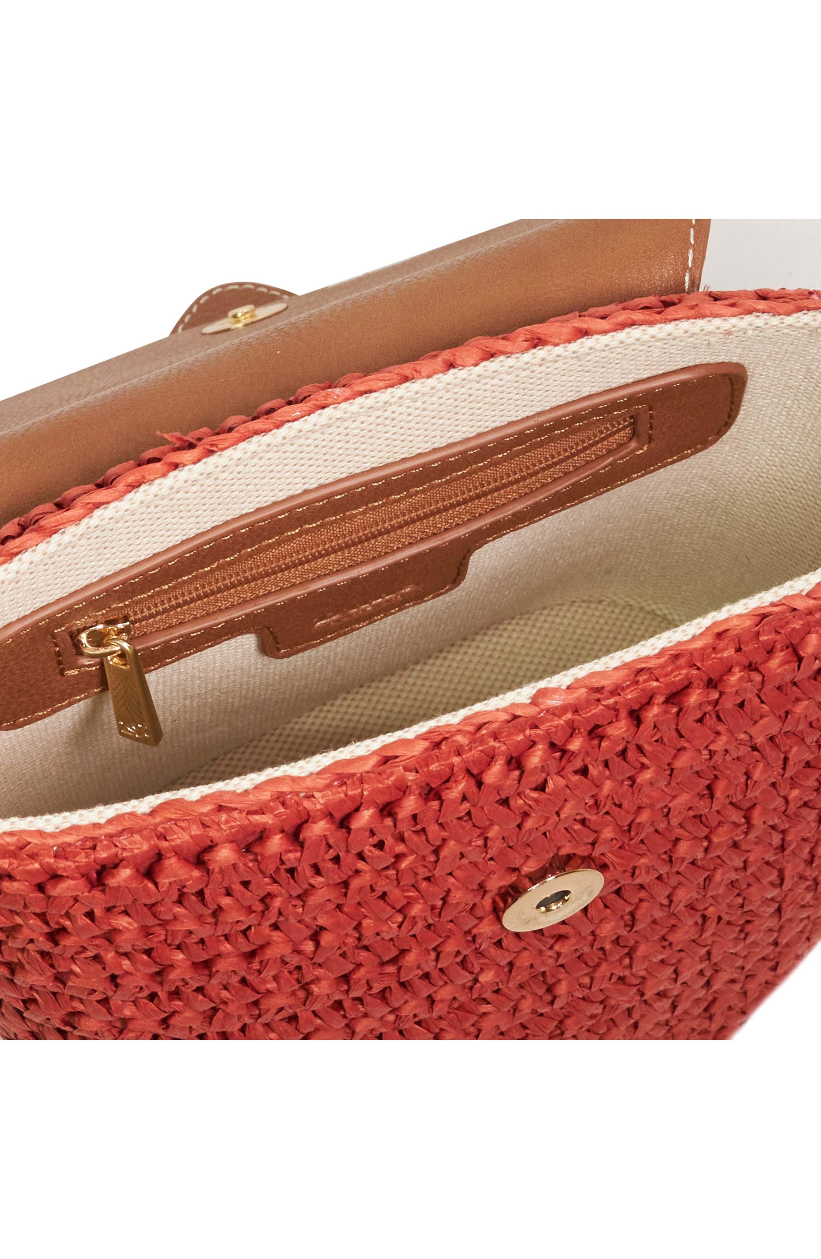 Dimple Raffia Handbag, Alternate, color, RED