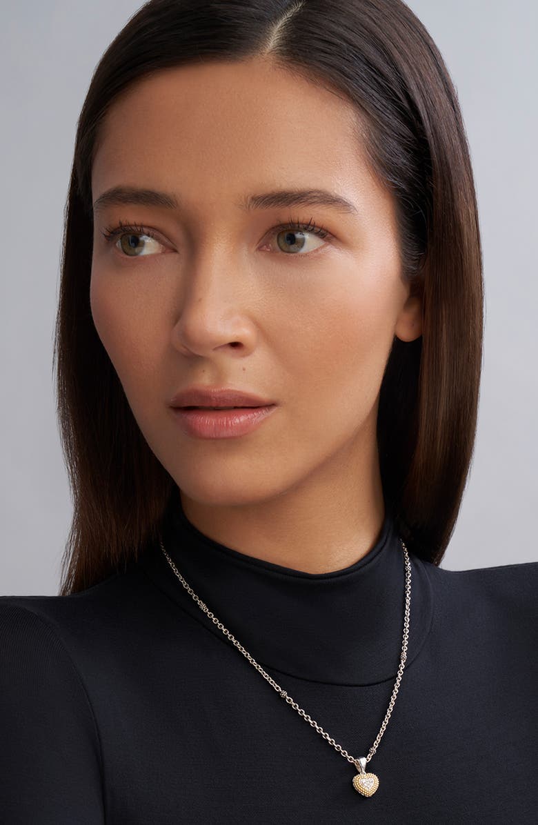 LAGOS Caviar Luxe Diamond Heart Pendant Necklace, Alternate, color, Gold