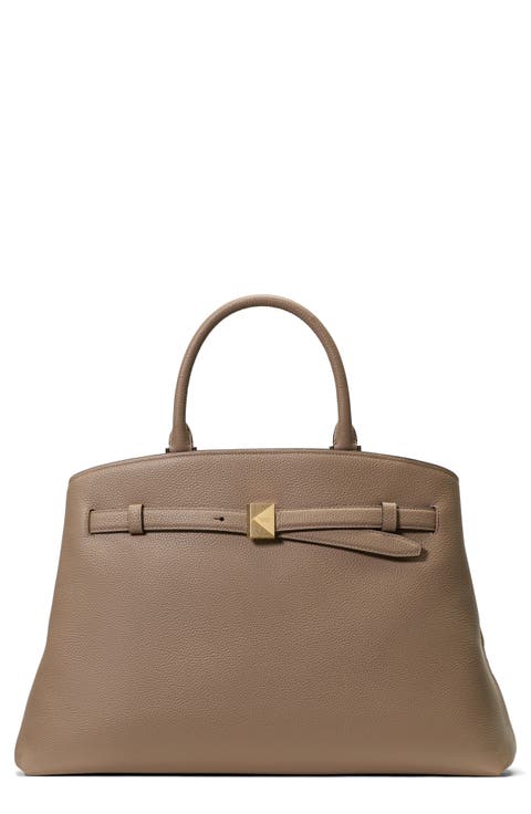 large deco pebble leather satchel