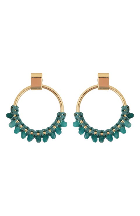 Raffia Beaded Frontal Hoop Earrings