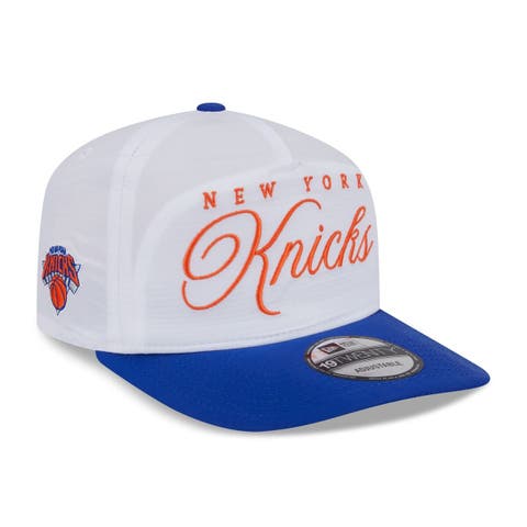 Men's New Era White/Blue New York Knicks 2025 NBA Draft On-Stage Nylon 19TWENTY Adjustable Hat