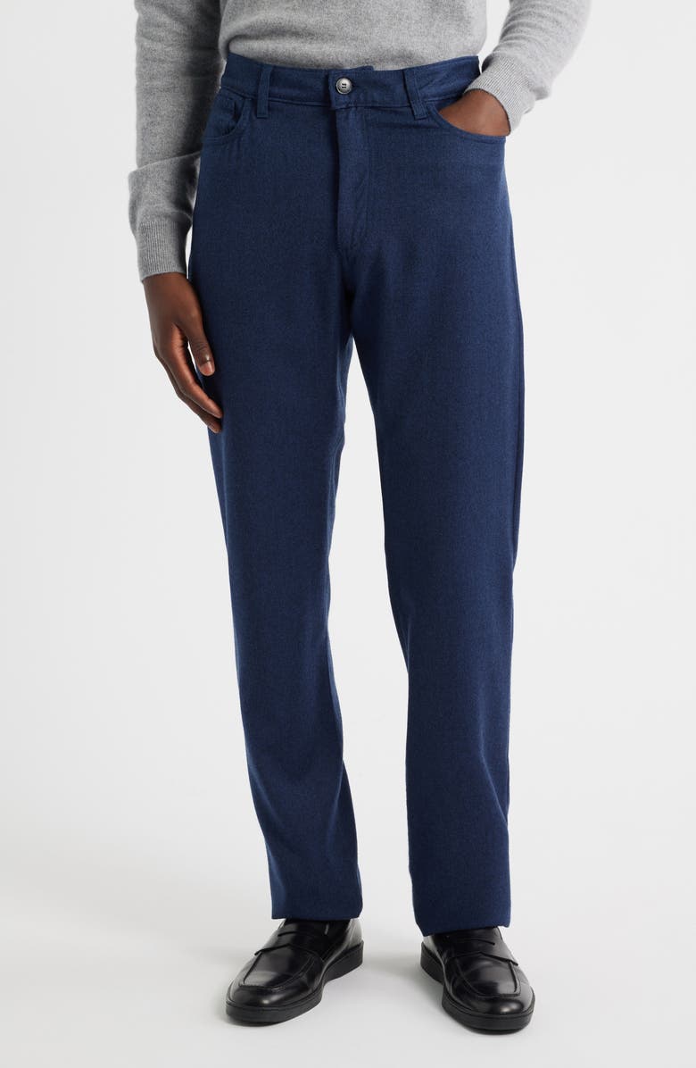 Canali Regular Fit Wool Flannel Pants, Main, color, Blue