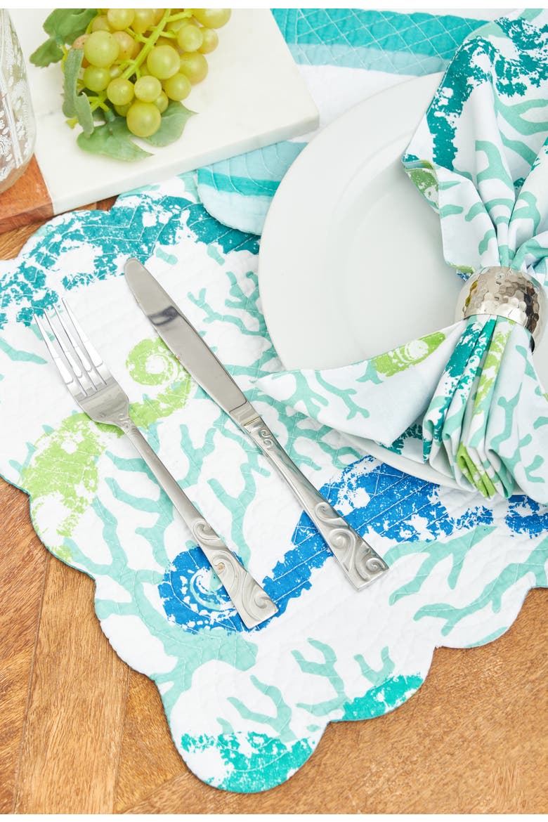 Aquarius Cotton Reversible Napkin, Set of 6, Alternate, color, Green