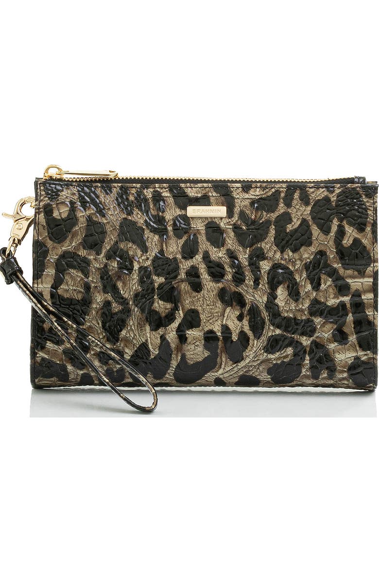 Brahmin Daisy Croc Embossed Leather Wristlet, Main, color,