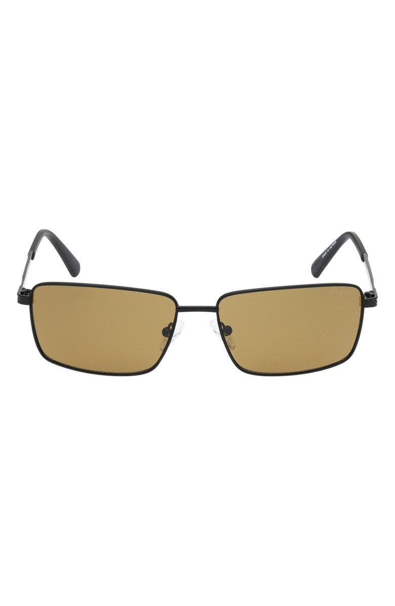 GUESS 59mm Rectangular Sunglasses, Alternate, color, Matte Black / Brown