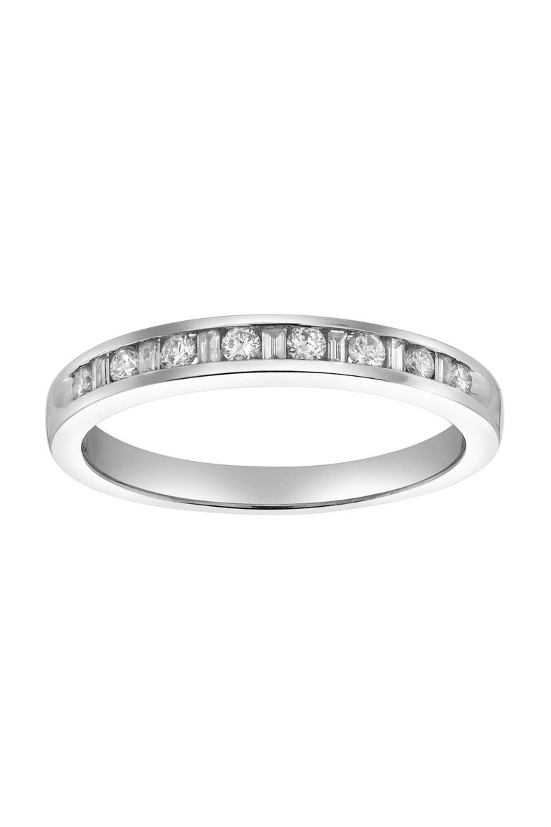 Solara 14K Gold Round Diamond Studded Stackable Band Ring - 0.26cts, Main, color, 14K White Gold