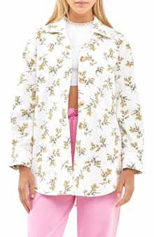 English Factory Floral Print Oversize Shirt Jacket