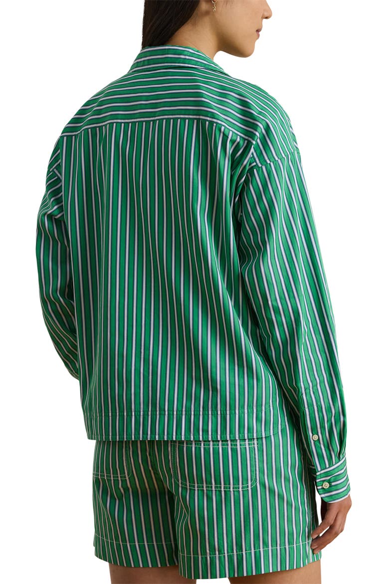 Stachee '70s Stripe Cotton Broadcloth Popover Shirt, Alternate, color, GREEN/ WHITE MULTI