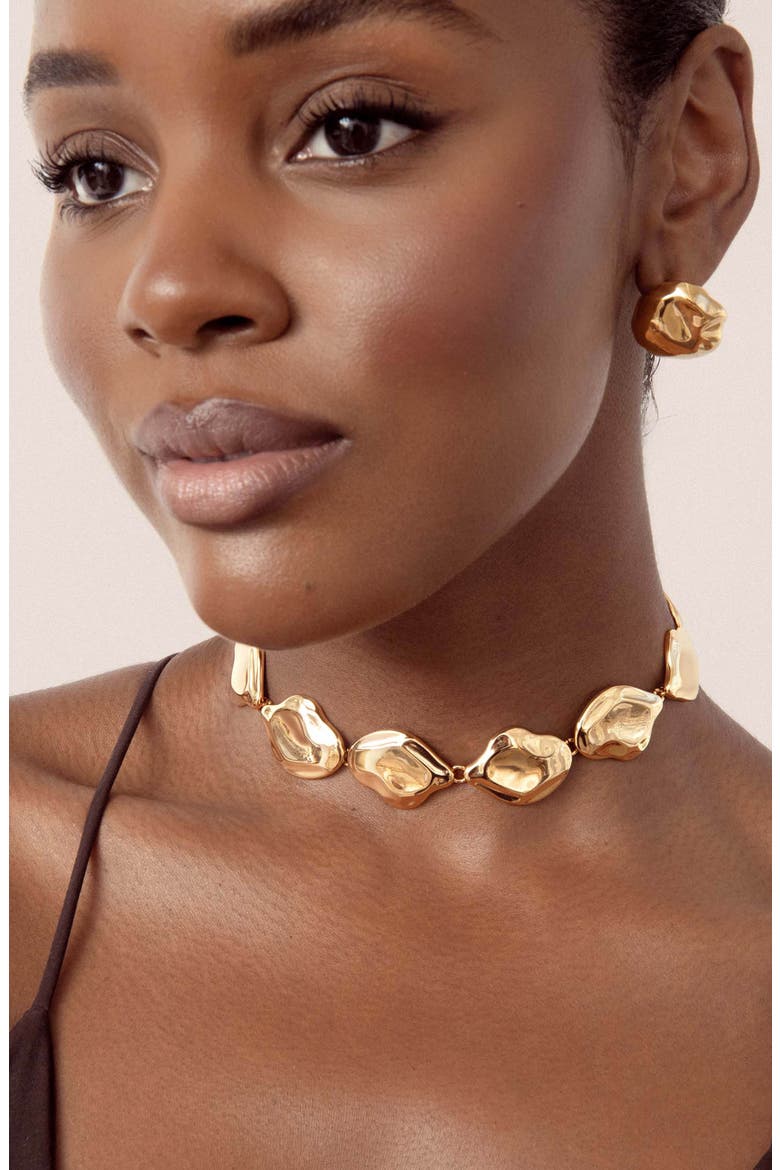 Liquid Luxe Statement Choker Necklace, Alternate, color, GOLD