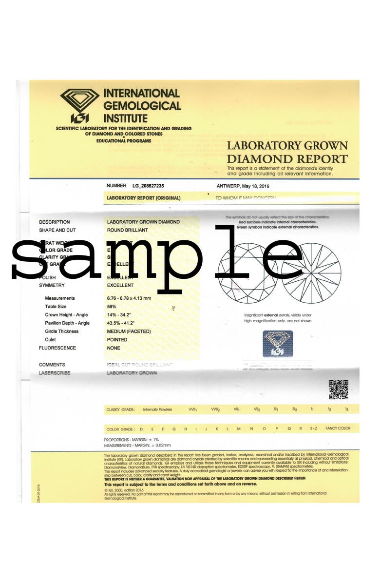 Bliss Diamond Certified 2.00Ct TW Diamond Studs Screw Back 14k Gold Lab Grown, Alternate, color,