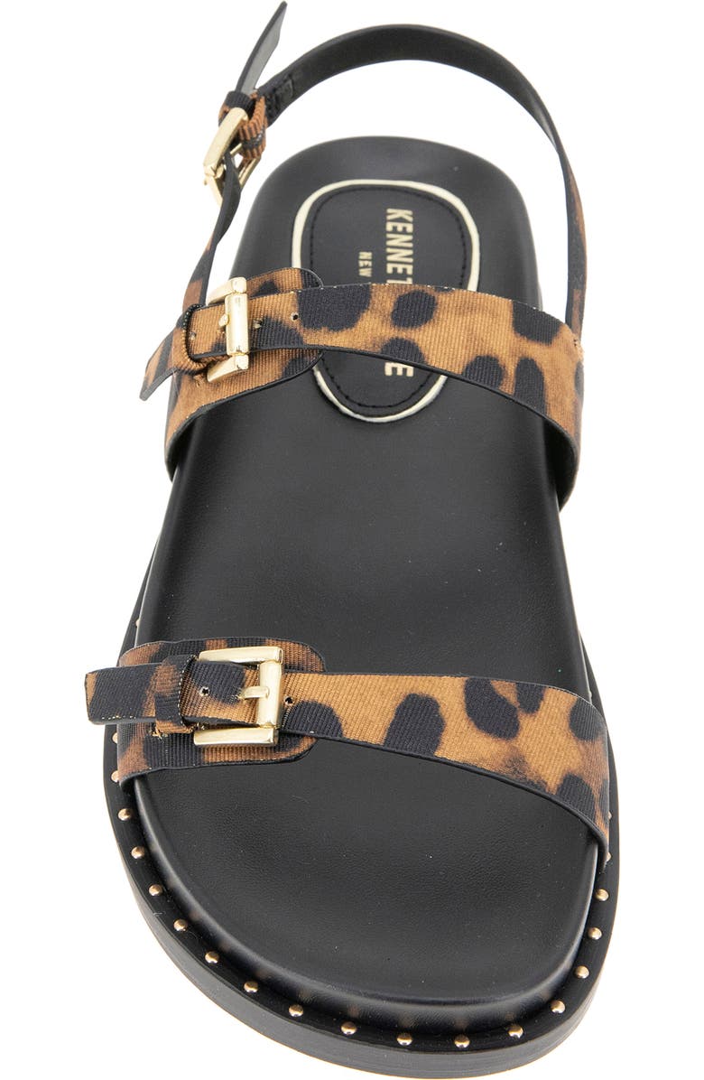 Kenneth Cole Drinity Flat Slingback Sandal, Alternate, color, Leopard Fabric