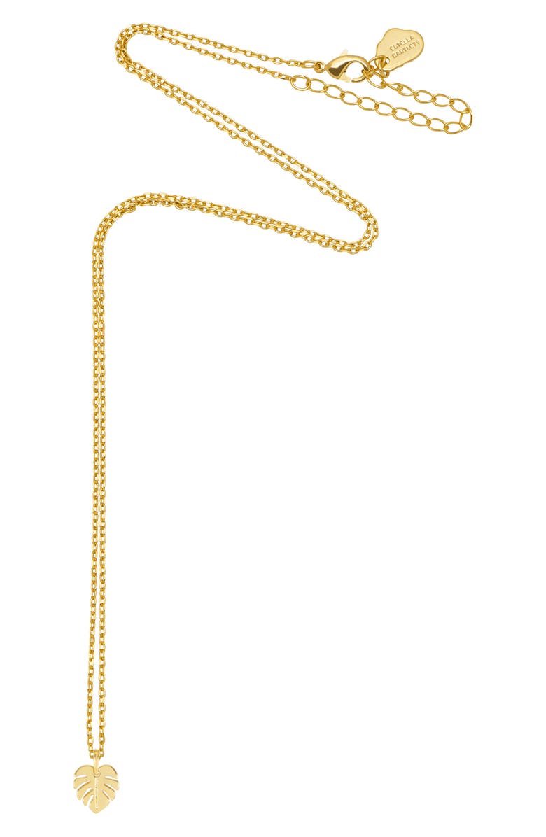 Estella Bartlett Monstera Leaf Pendant Necklace, Alternate, color, Gold