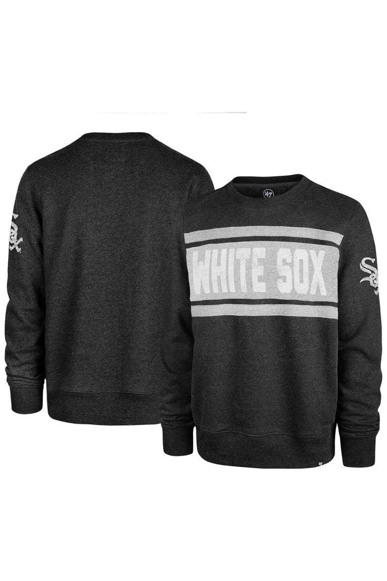 Men's '47 Black Chicago White Sox Bypass Tribeca Pullover Sweatshirt, Main, color, Heather Black