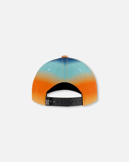 Deux Par Deux Boy's Printed Cap Navy Blue, Turquoise, And Orange In Navy Blue Turquoise And Orange