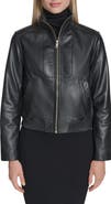 Cole Haan Stand Collar Leather Bomber Jacket