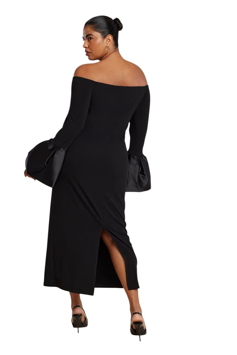 Off Shoulder Cuff Detail Maxi Dress, Alternate, color, BLACK ONYX