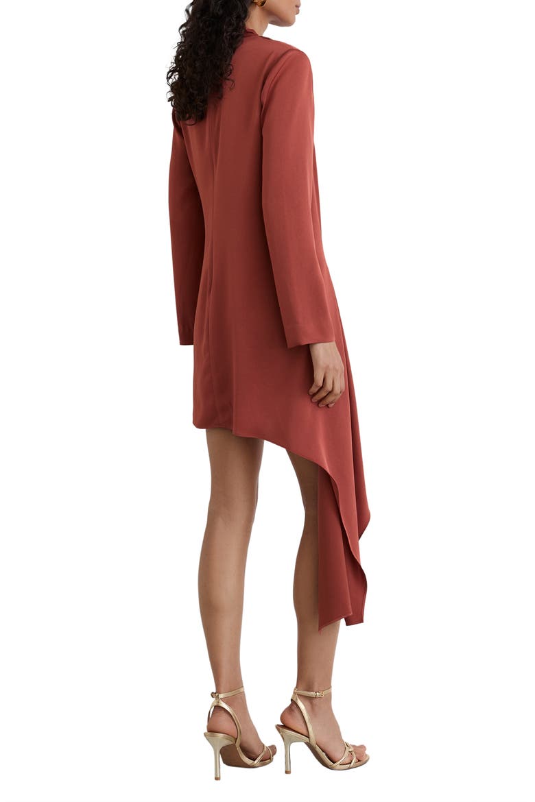 Bethany Cowl Neck Long Sleeve Minidress, Alternate, color, RUST ORANGE