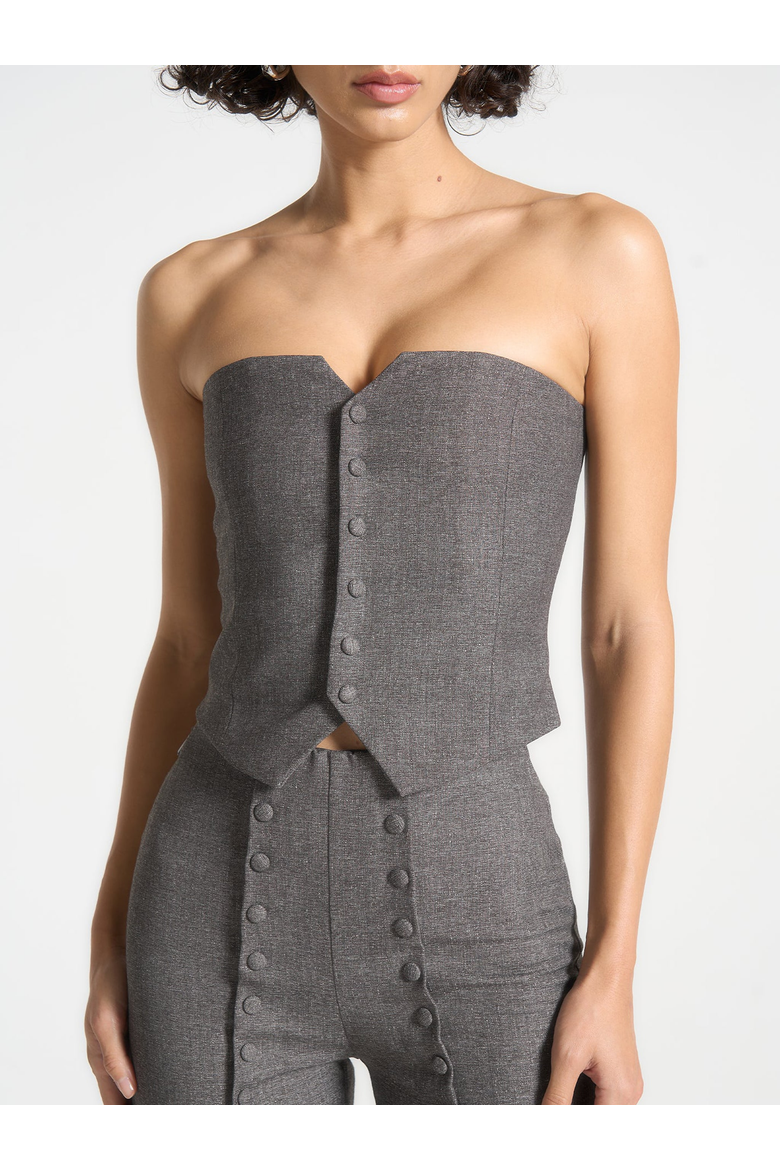 Lise Tailored Crop Blazer And Bandeau Set, Alternate, color, Dark Grey