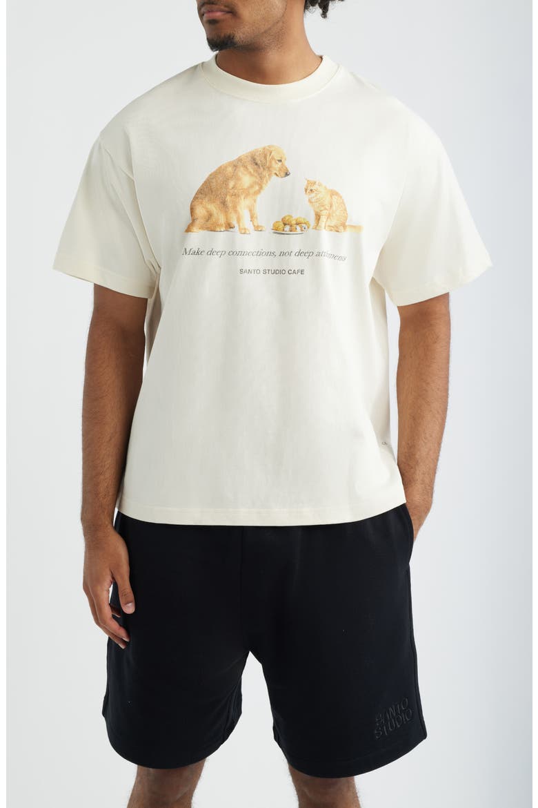 Connections Graphic Cotton T-Shirt, Main, color, CREAM