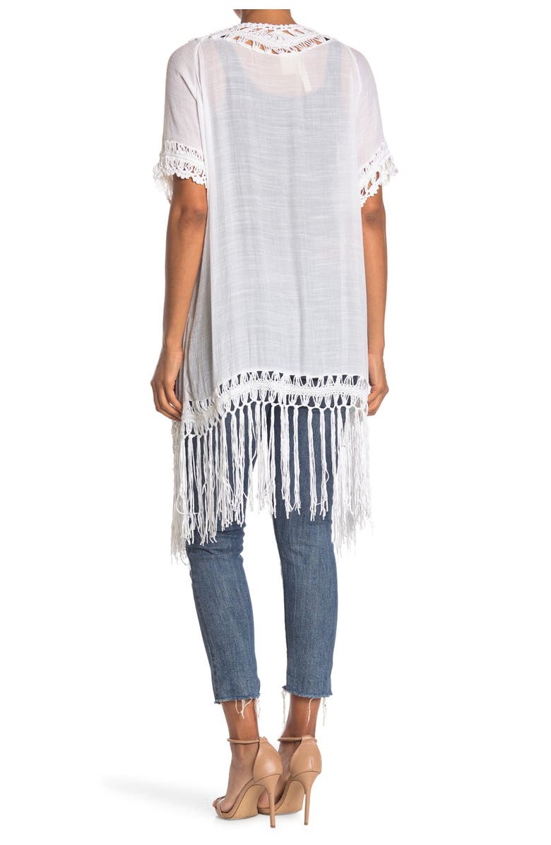 Forgotten Grace Mixed Media Fringe Trim Topper, Alternate, color, White