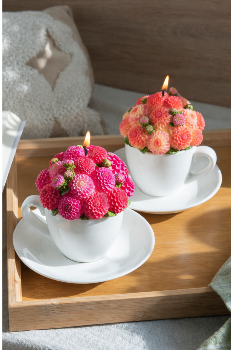 Dahlia Bouquet Aromatherapy Candle, Alternate, color, Rose Red