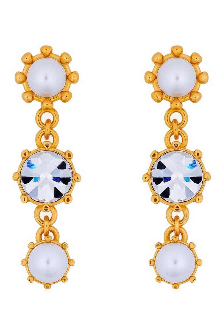 Crystal Drop Earrings, Main, color, PEARL