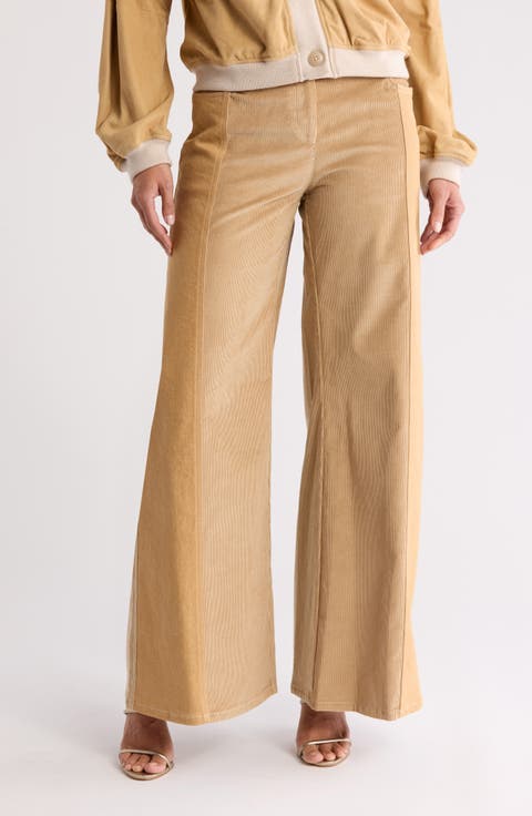 Contrast Panel Wide Leg Pants