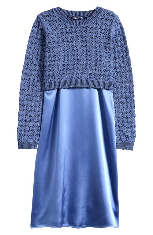 Shop Freshman Kids' Satin Slipdress & Sweater Set In Grape Mist