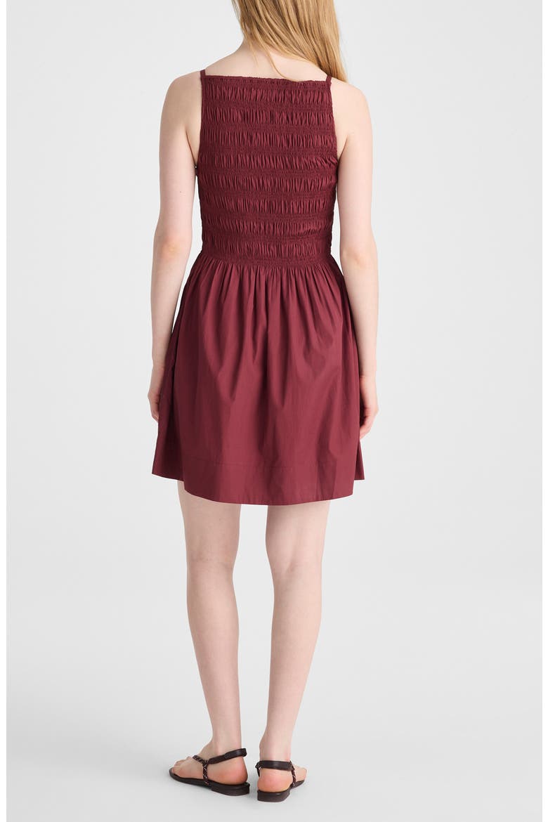 Smocked High Neck Minidress, Alternate, color, DUSTY MERLOT