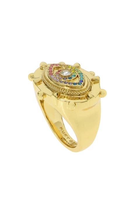 Rainbow Crystal Evil Eye Cocktail Ring