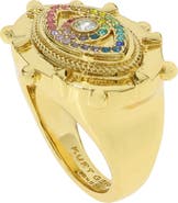 Kurt Geiger London Rainbow Crystal Evil Eye Cocktail Ring