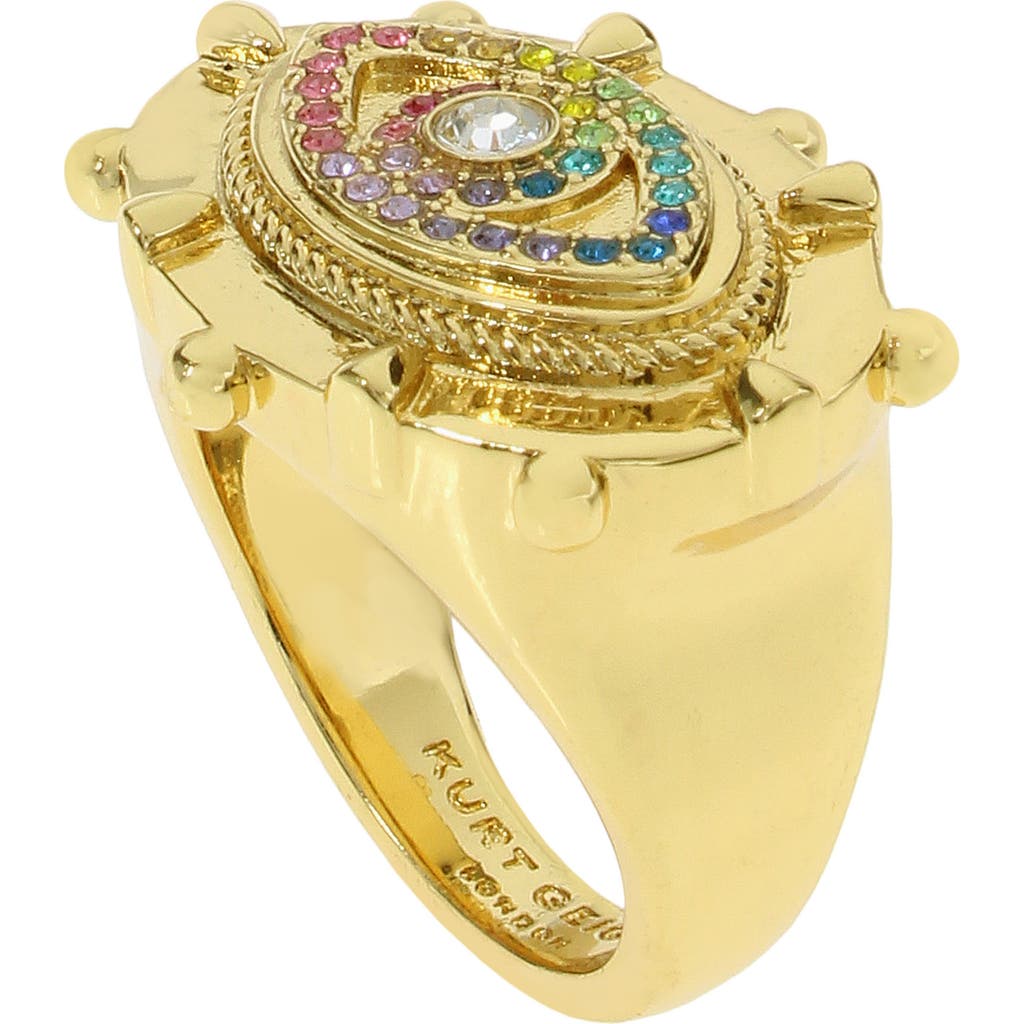 Kurt Geiger London Rainbow Crystal Evil Eye Cocktail Ring
