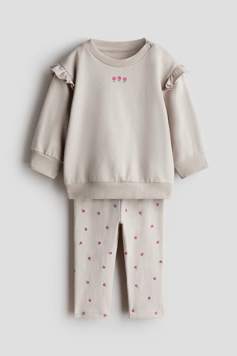 2-piece Frill-detail Cotton Set