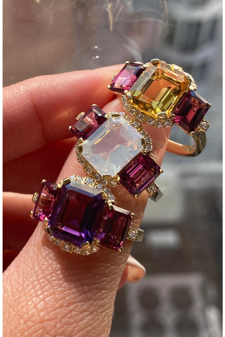 Gossip Semiprecious Stone Ring, Alternate, color, YELLOW / DEEP RED