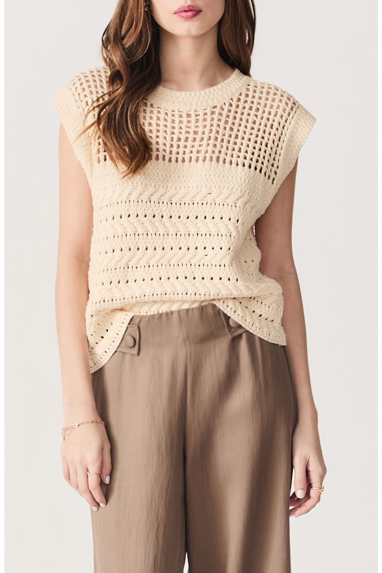 Paulo Open Stitch Cap Sleeve Sweater, Main, color, ECRU