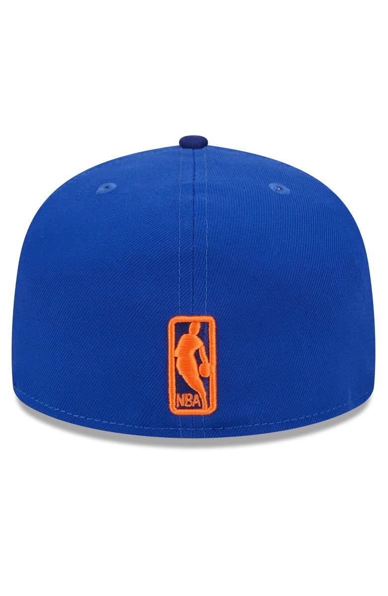 New Era Men's New Era Blue New York Knicks Rally Drive Checkerboard 59FIFTY Crown Fitted Hat, Alternate, color,