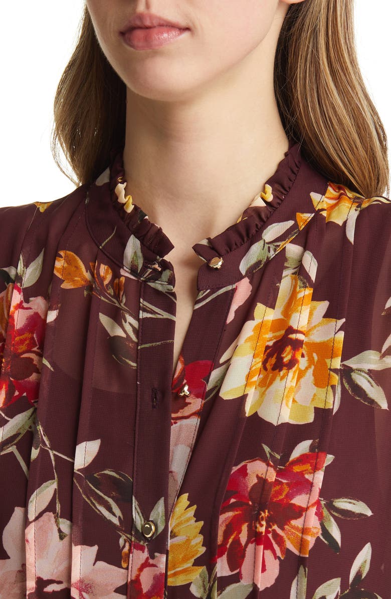 Julia Jordan Floral Pleated Long Sleeve Dress, Alternate, color,