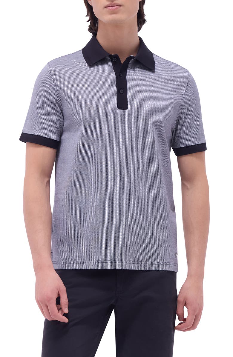 Bugatchi Tipped Cotton Piqué Polo, Main, color, Black