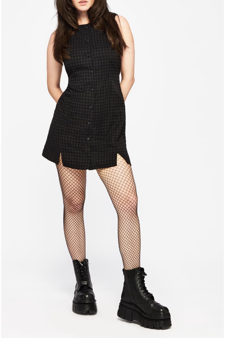 Ziggy Button Up Mini Dress, Main, color, Black