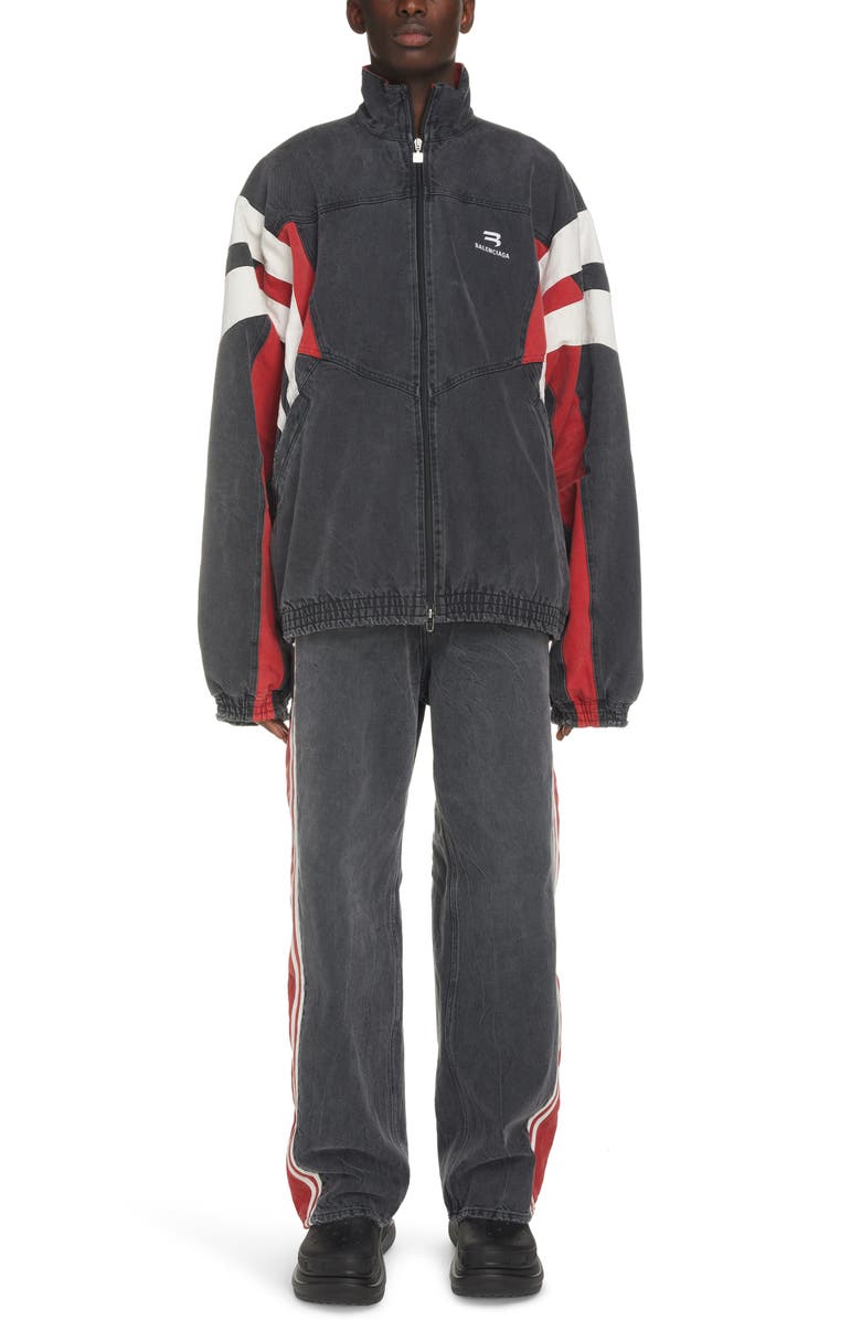 Balenciaga Denim Track Jacket, Alternate, color,