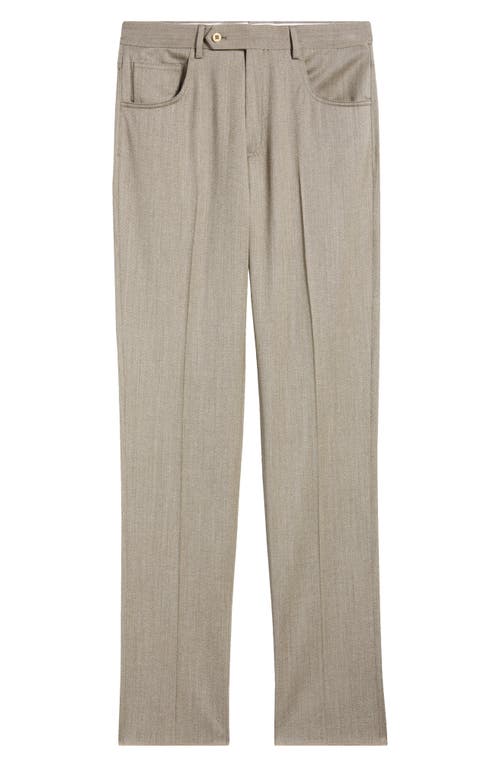 Zanella Parker Stretch Wool Trousers in Khaki 