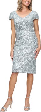Alex Evenings Corded Lace Sheath Cocktail Dress