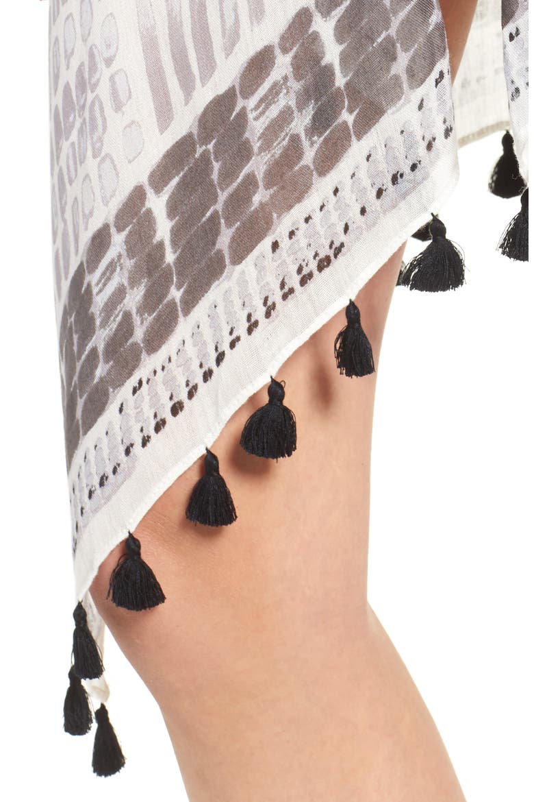 Caslon Print Tassel Wrap, Alternate, color, GREY- COMBO