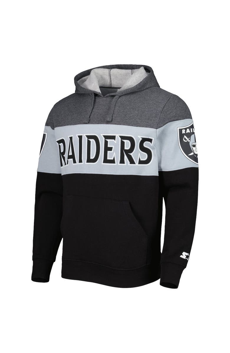 STARTER Men's Starter Heather Charcoal/Black Las Vegas Raiders Extreme Pullover Hoodie, Alternate, color, Heather Gray