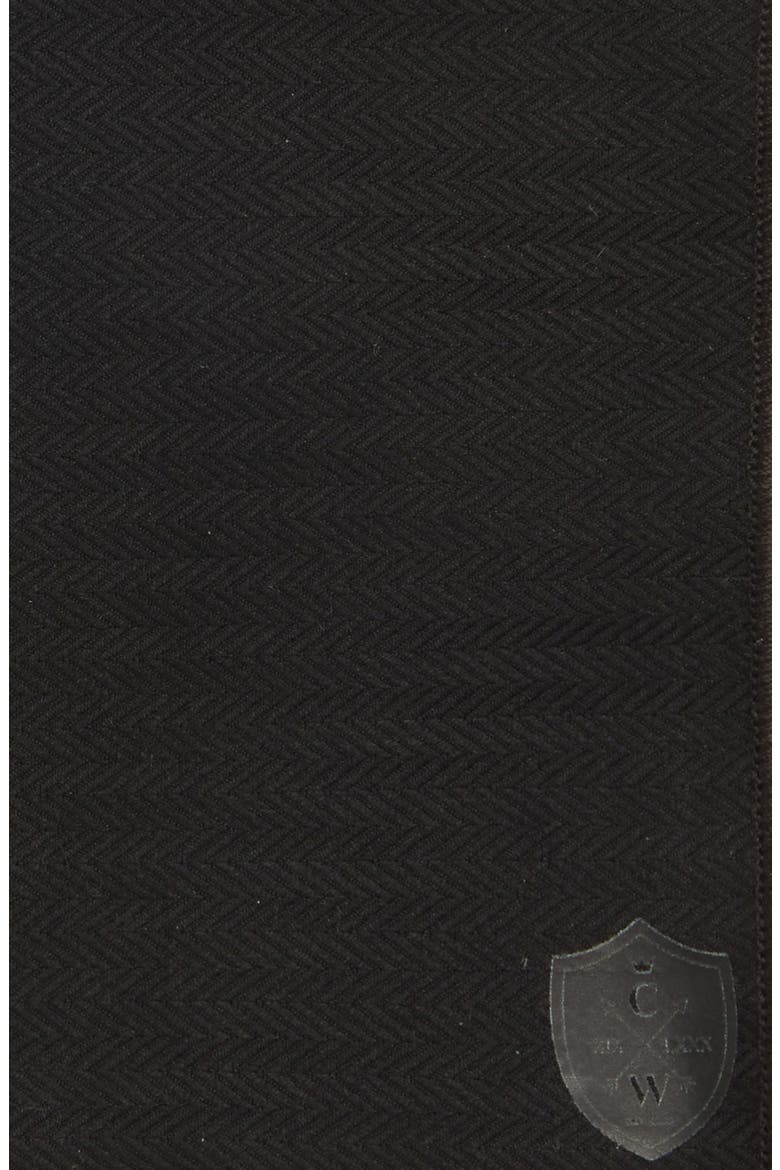 Herringbone Cotton Pocket Square, Alternate, color, BLACK