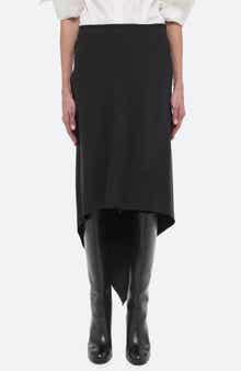 Helmut Lang Scarf Hem Virgin Wool Maxi Skirt
