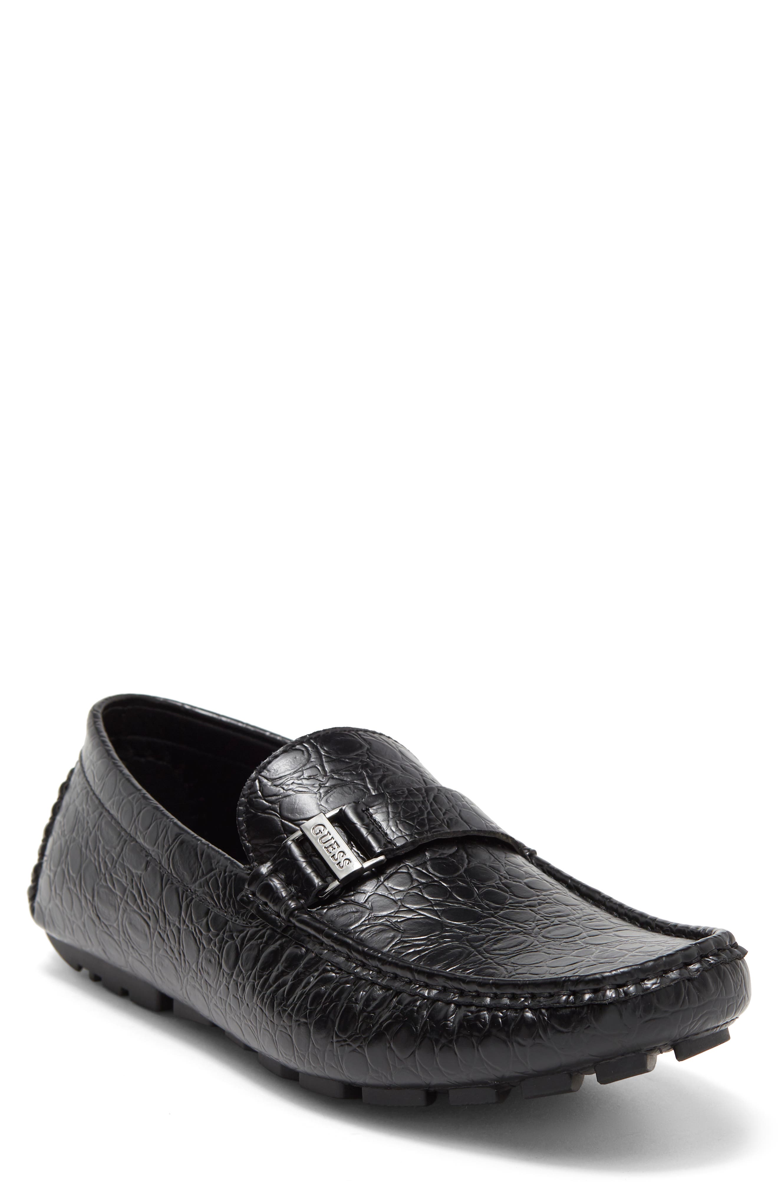 GUESS Amadeo Croc Embossed Driver, Main, color, 