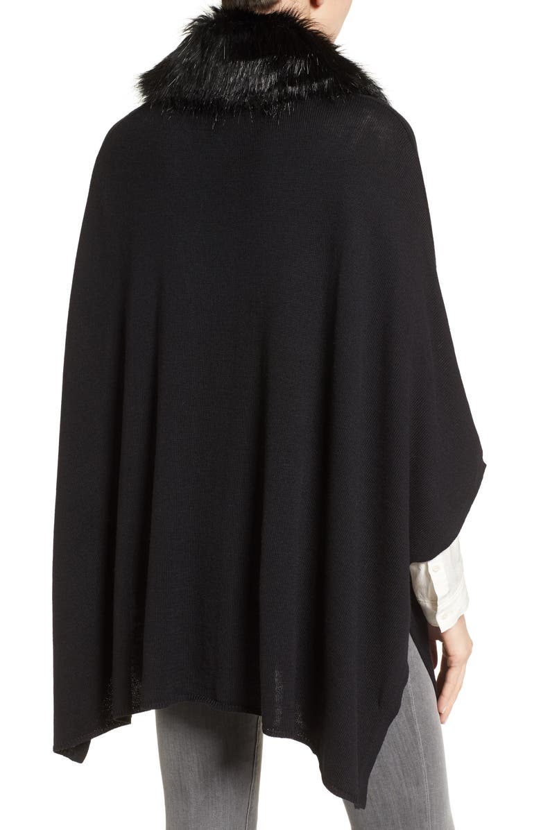 Nordstrom Knit Poncho with Faux Fur Collar, Alternate, color,