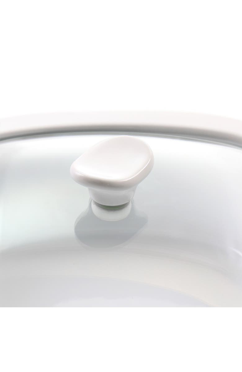 Gibson Elite Gracious Dining 1.9 Quart Stoneware Casserole with Glass Lid, Alternate, color, White